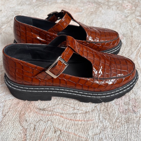 Neiva Croc-Embossed Leather T-Bar Mary-Jane - Picture 2 of 5